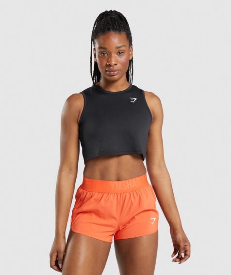 Podkoszulki Gymshark Treningowe Crop Damskie Czarne | PL 198EHV